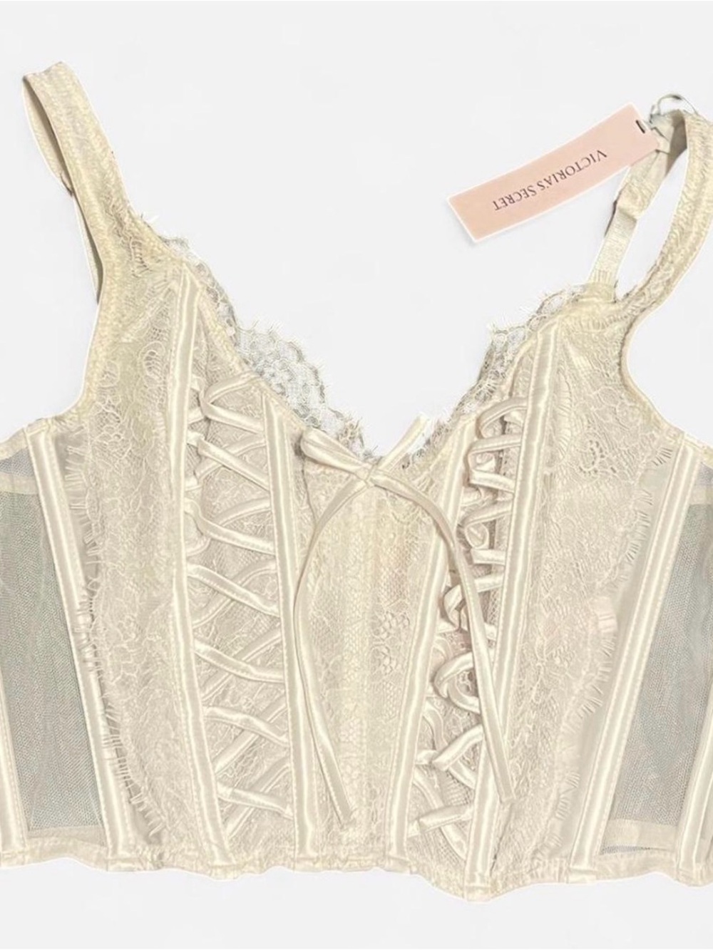 Victoria's Secret White Lace Corset Bra Top